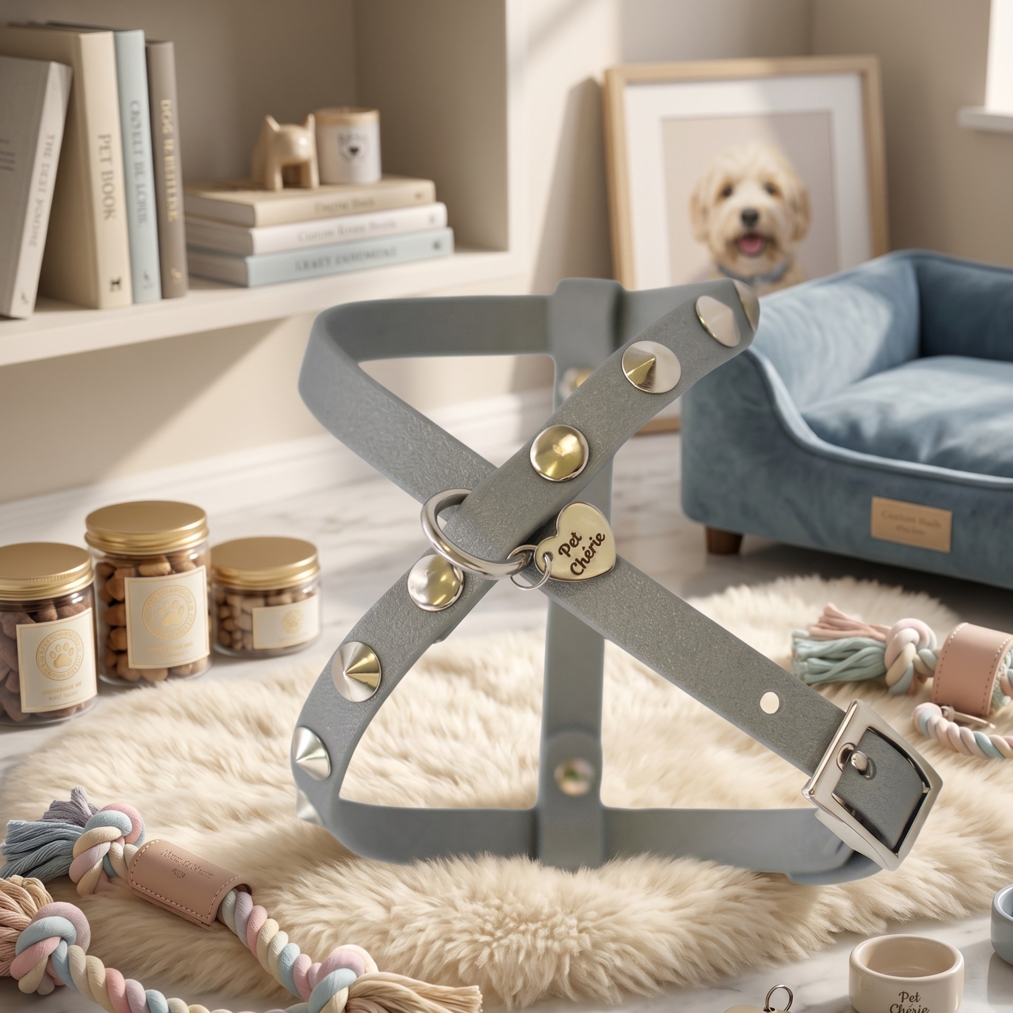 Pettorina Biothane Cabochon Marrone per Cani